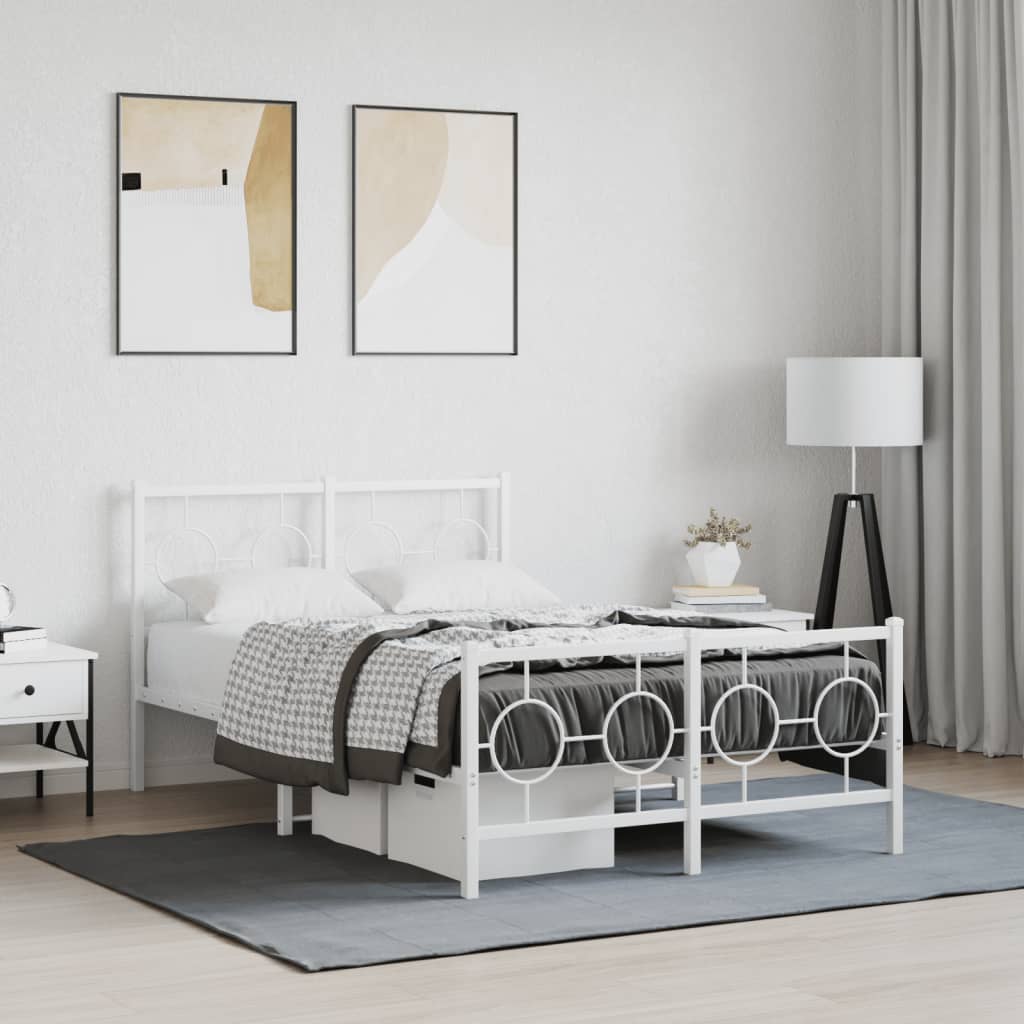 Bedframe met hoofd- en voeteneinde metaal wit 120 x 190 cm is nu te koop bij PeponiXL, paradijselijk wonen!