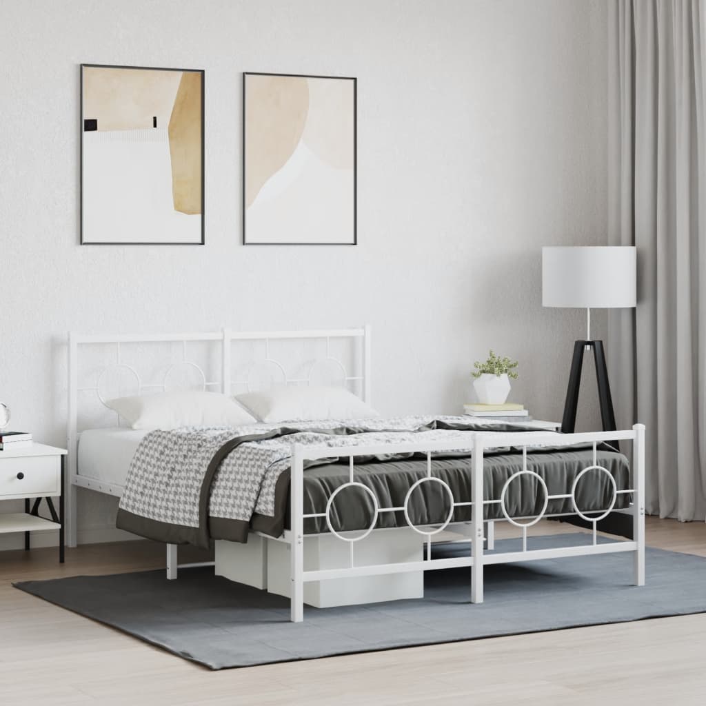 Bedframe met hoofd- en voeteneinde metaal wit 135x190 cm is nu te koop bij PeponiXL, paradijselijk wonen!