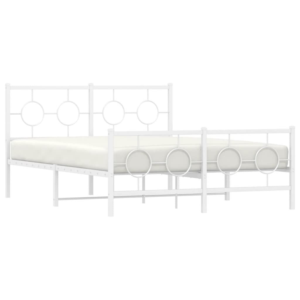 Bedframe met hoofd- en voeteneinde metaal wit 135x190 cm is nu te koop bij PeponiXL, paradijselijk wonen!