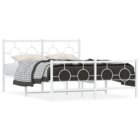 Bedframe met hoofd- en voeteneinde metaal wit 135x190 cm is nu te koop bij PeponiXL, paradijselijk wonen!