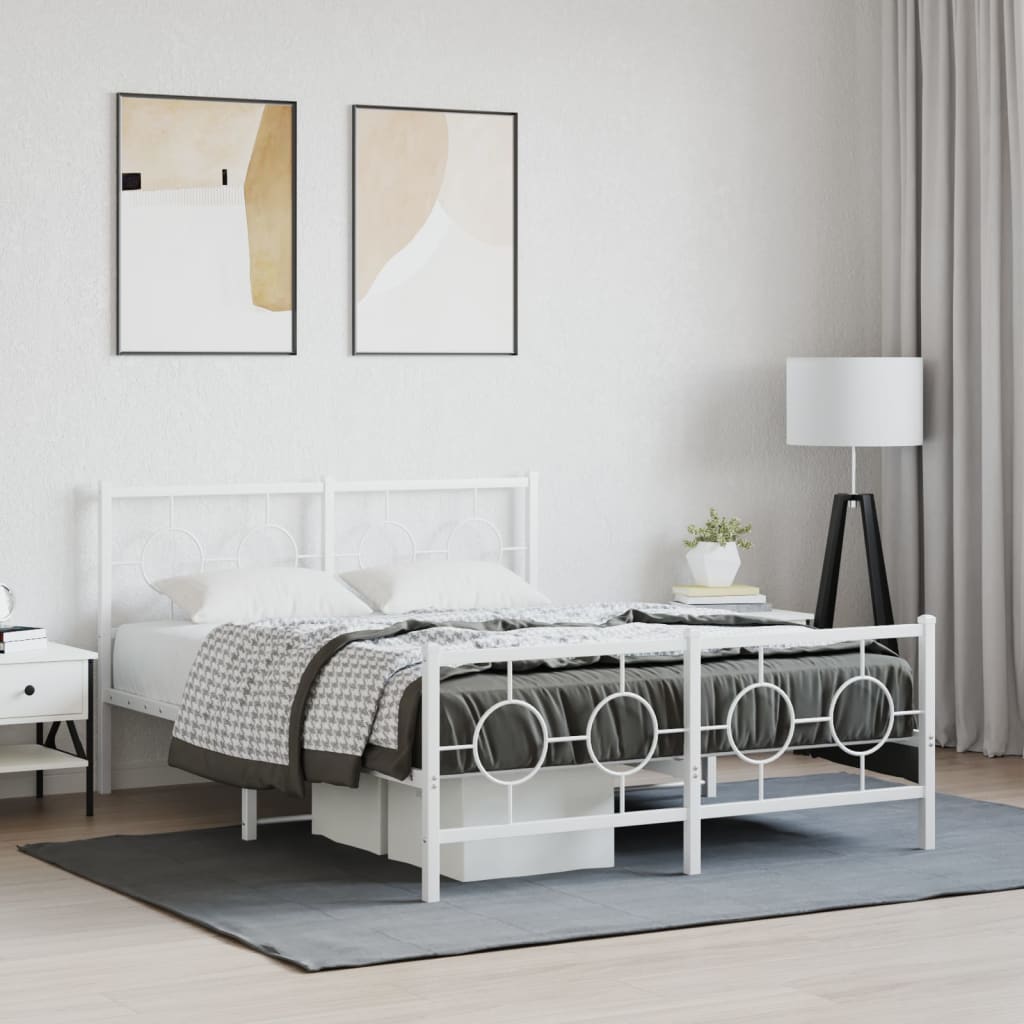 Bedframe met hoofd- en voeteneinde metaal wit 140x190 cm is nu te koop bij PeponiXL, paradijselijk wonen!