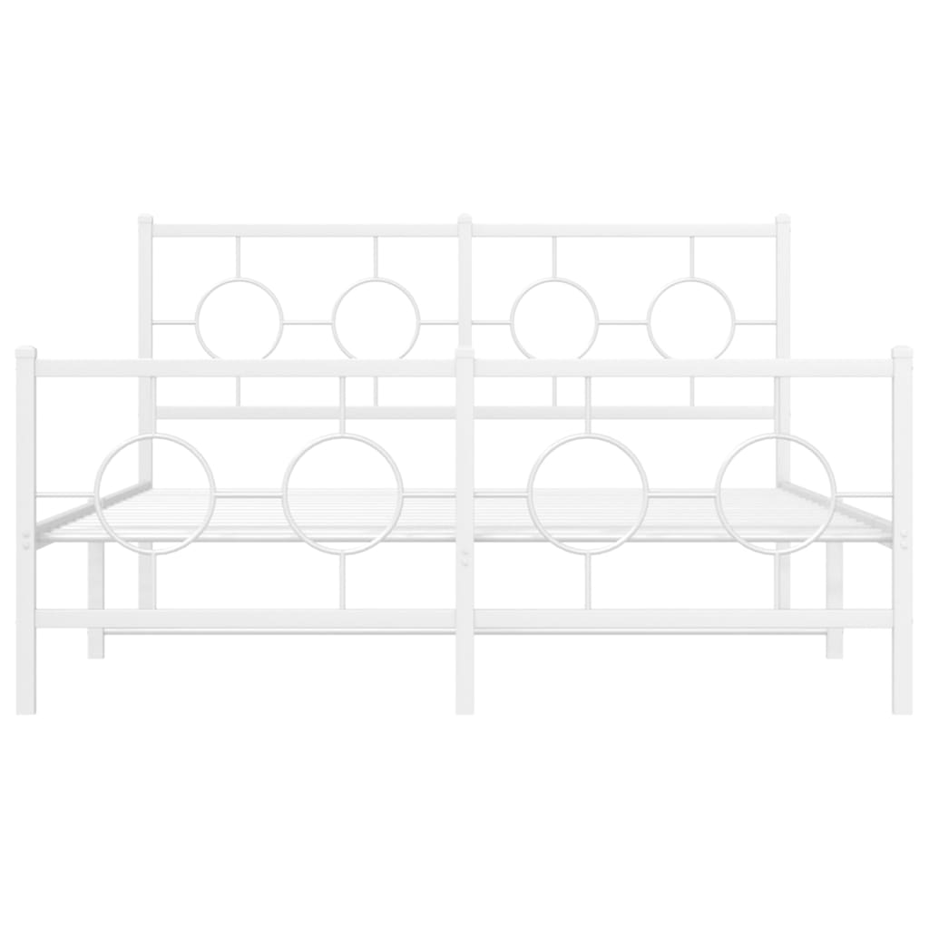 Bedframe met hoofd- en voeteneinde metaal wit 140x190 cm is nu te koop bij PeponiXL, paradijselijk wonen!