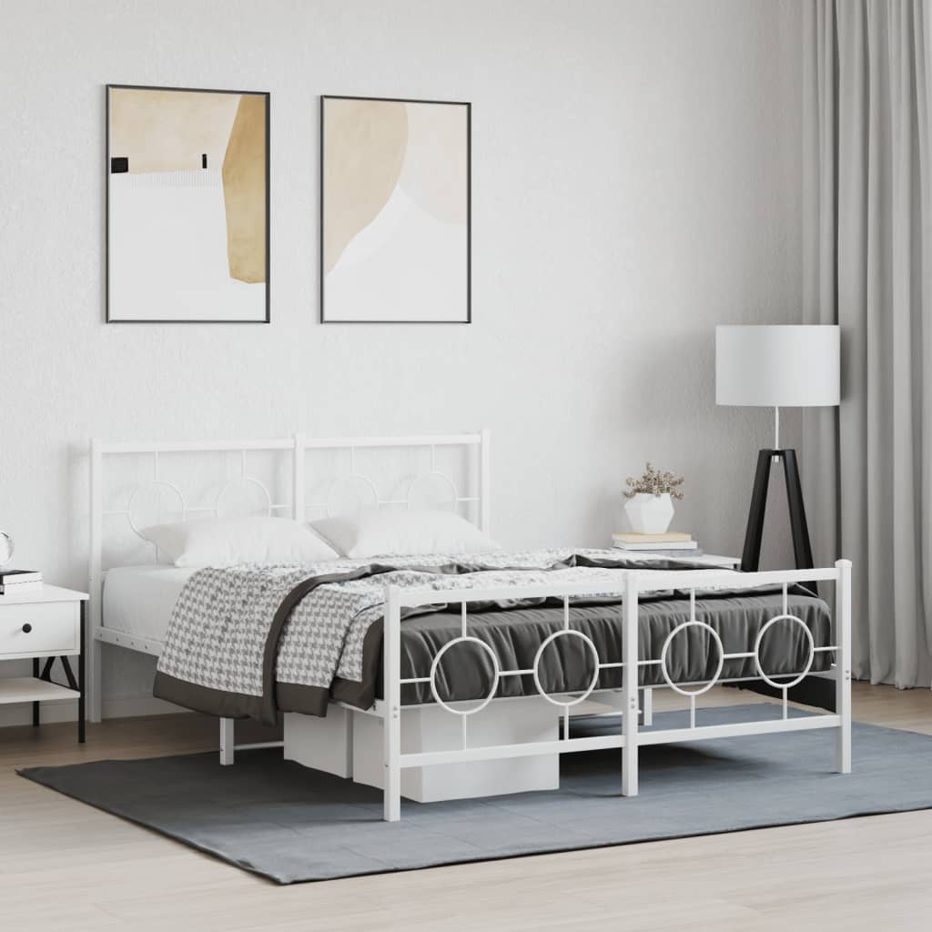 Bedframe met hoofd- en voeteneinde metaal wit 140x200 cm is nu te koop bij PeponiXL, paradijselijk wonen!
