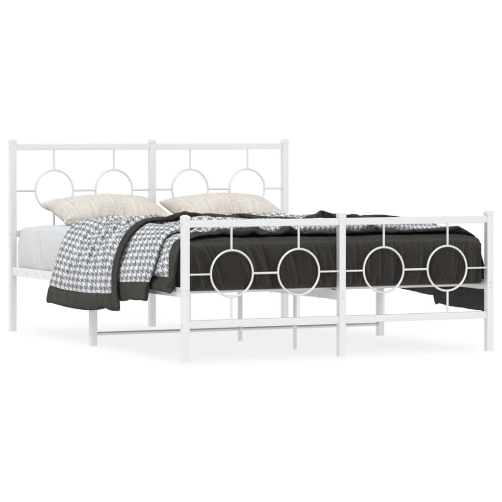 Bedframe met hoofd- en voeteneinde metaal wit 140x200 cm is nu te koop bij PeponiXL, paradijselijk wonen!