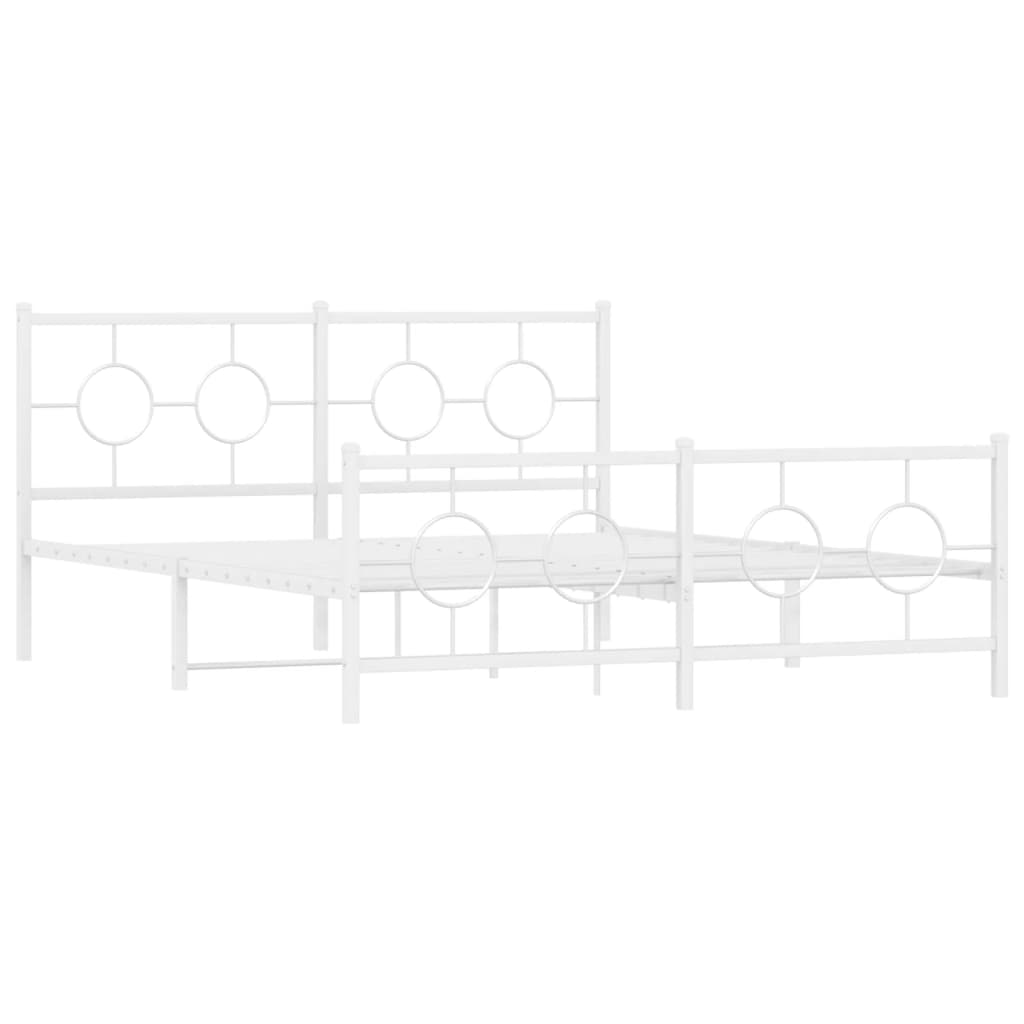 Bedframe met hoofd- en voeteneinde metaal wit 150x200 cm is nu te koop bij PeponiXL, paradijselijk wonen!
