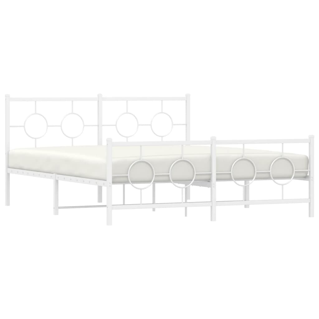 Bedframe met hoofd- en voeteneinde metaal wit 150x200 cm is nu te koop bij PeponiXL, paradijselijk wonen!