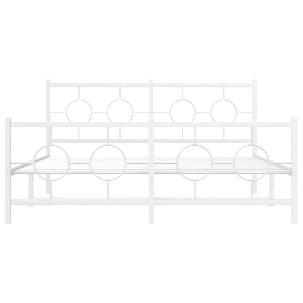 Bedframe met hoofd- en voeteneinde metaal wit 150x200 cm is nu te koop bij PeponiXL, paradijselijk wonen!