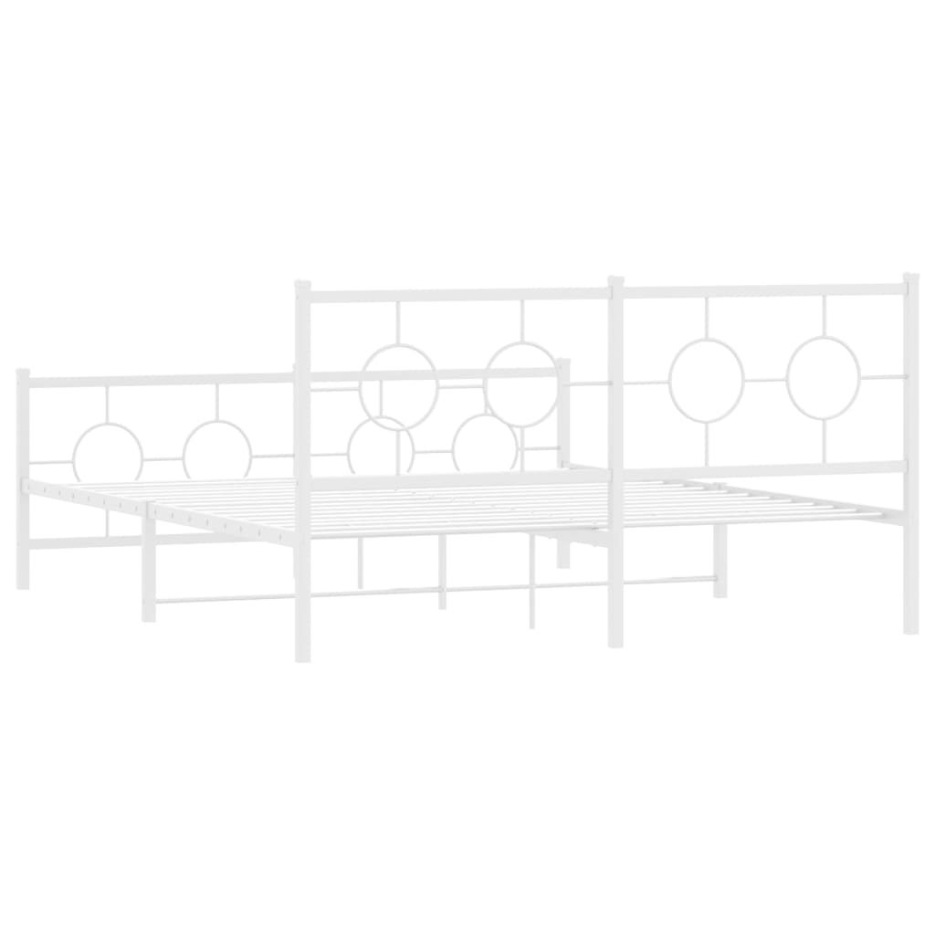Bedframe met hoofd- en voeteneinde metaal wit 150x200 cm is nu te koop bij PeponiXL, paradijselijk wonen!