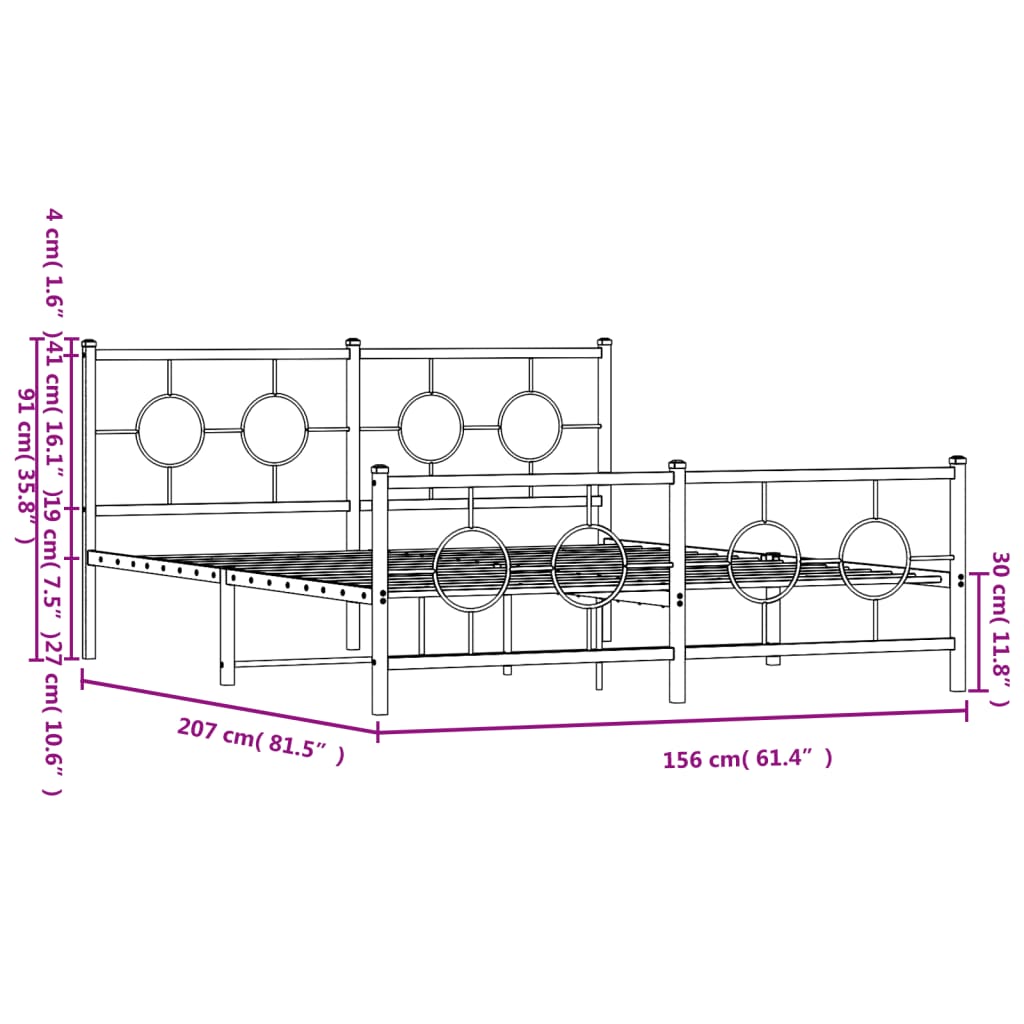 Bedframe met hoofd- en voeteneinde metaal wit 150x200 cm is nu te koop bij PeponiXL, paradijselijk wonen!