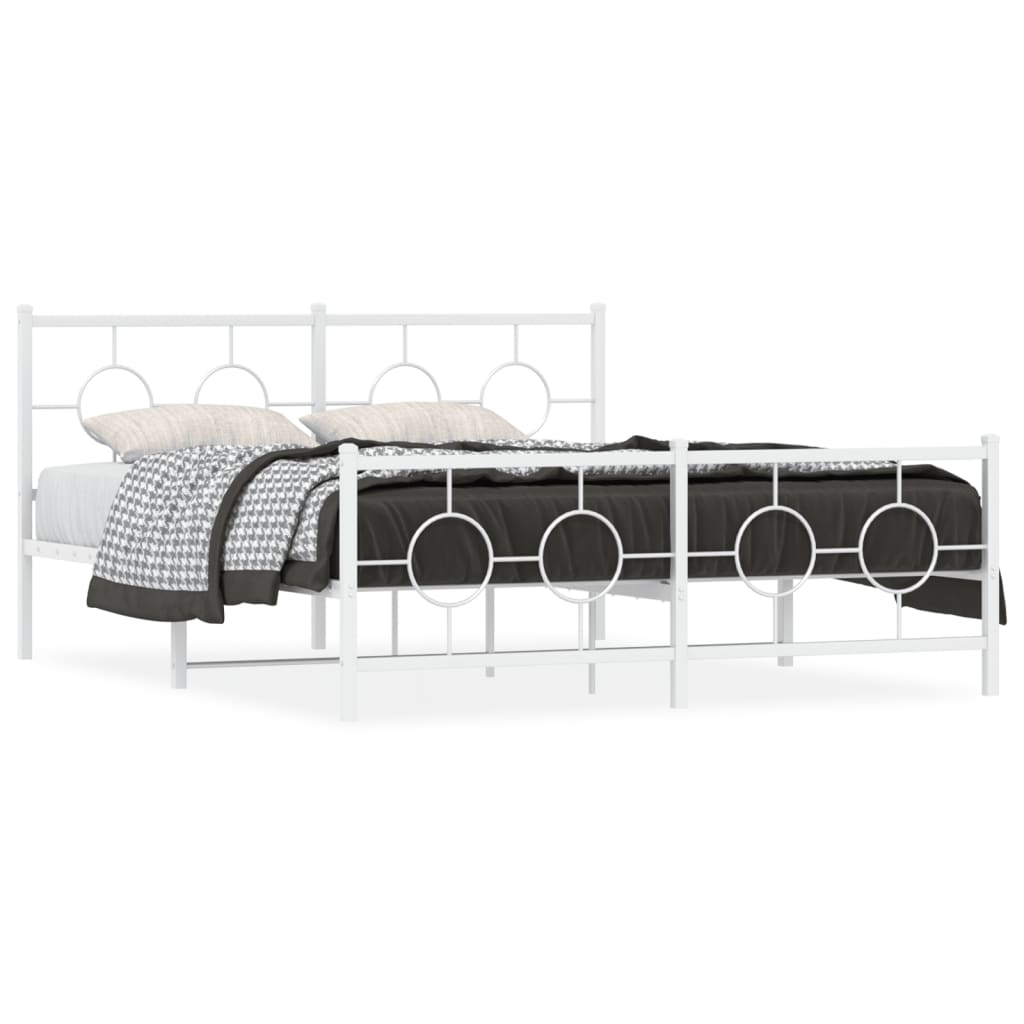 Bedframe met hoofd- en voeteneinde metaal wit 150x200 cm is nu te koop bij PeponiXL, paradijselijk wonen!