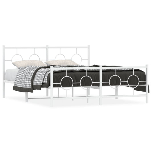 Bedframe met hoofd- en voeteneinde metaal wit 150x200 cm is nu te koop bij PeponiXL, paradijselijk wonen!