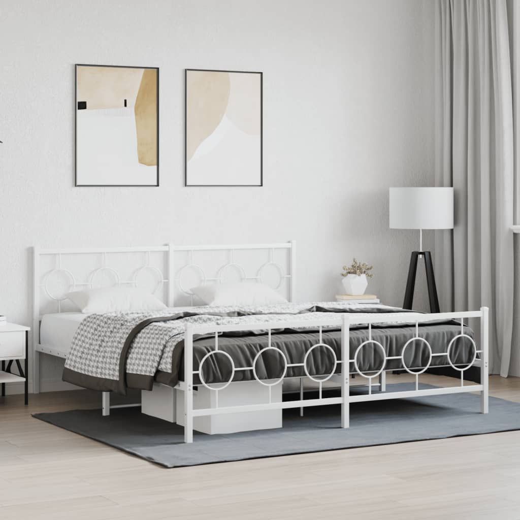 Bedframe met hoofd- en voeteneinde metaal wit 180x200 cm is nu te koop bij PeponiXL, paradijselijk wonen!