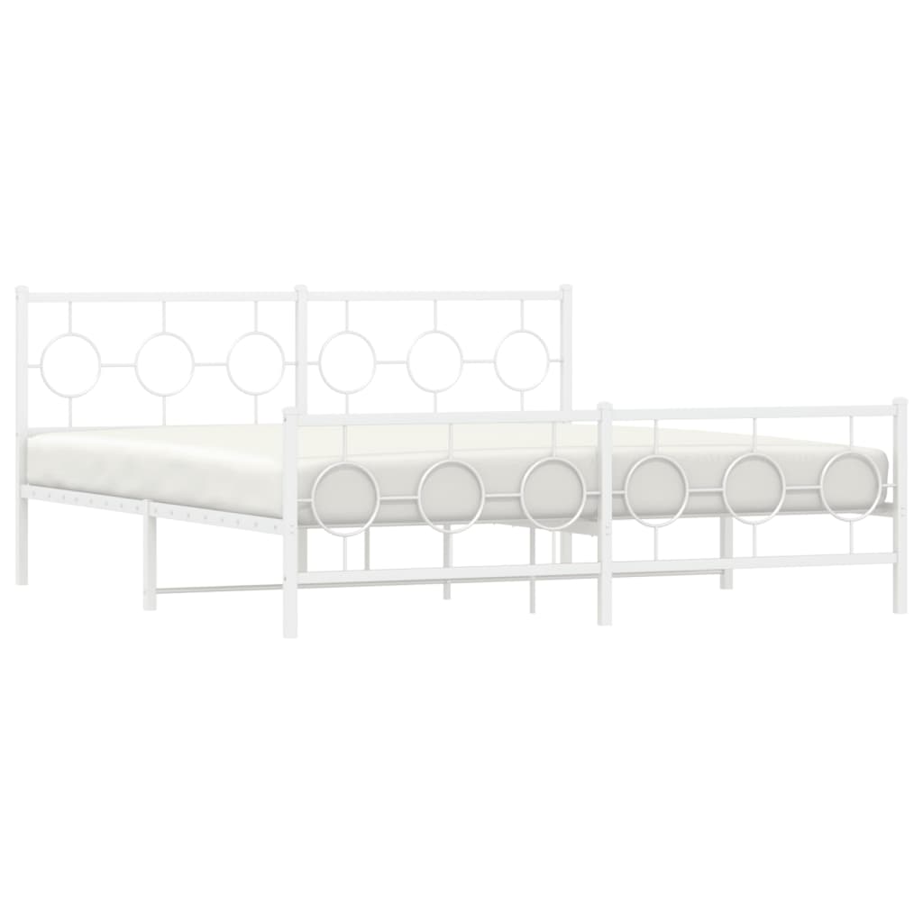 Bedframe met hoofd- en voeteneinde metaal wit 180x200 cm is nu te koop bij PeponiXL, paradijselijk wonen!