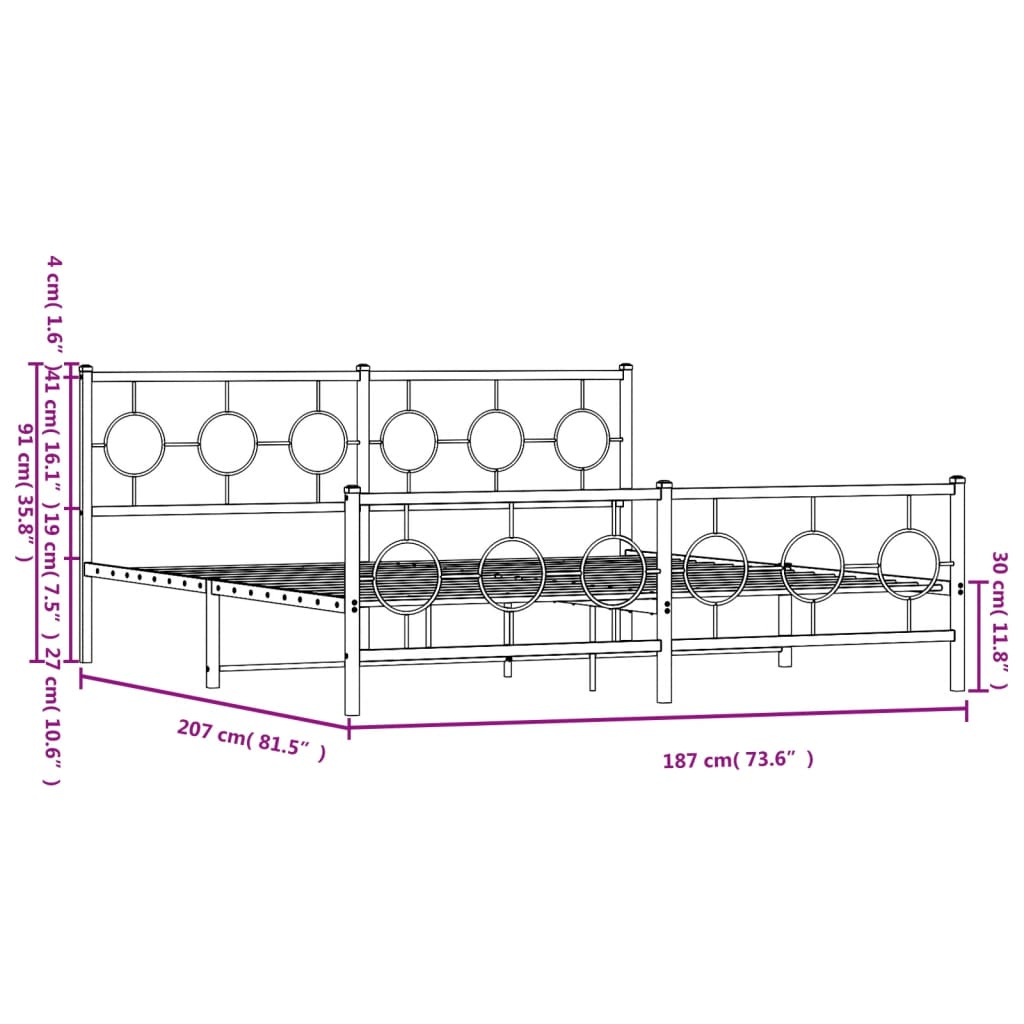Bedframe met hoofd- en voeteneinde metaal wit 180x200 cm is nu te koop bij PeponiXL, paradijselijk wonen!