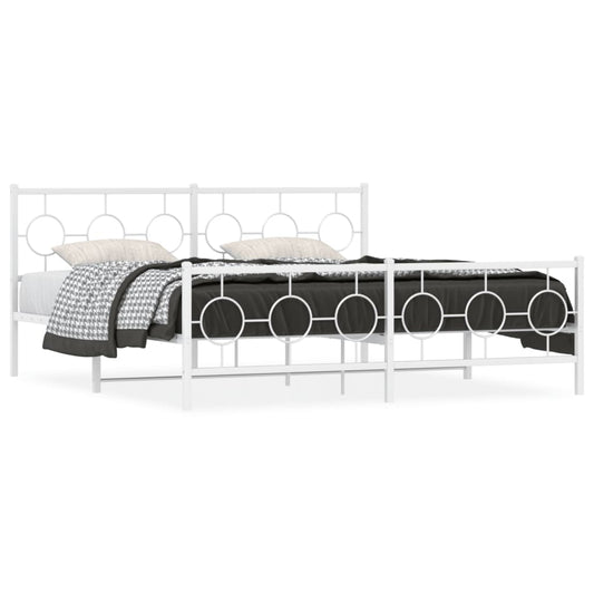 Bedframe met hoofd- en voeteneinde metaal wit 180x200 cm is nu te koop bij PeponiXL, paradijselijk wonen!