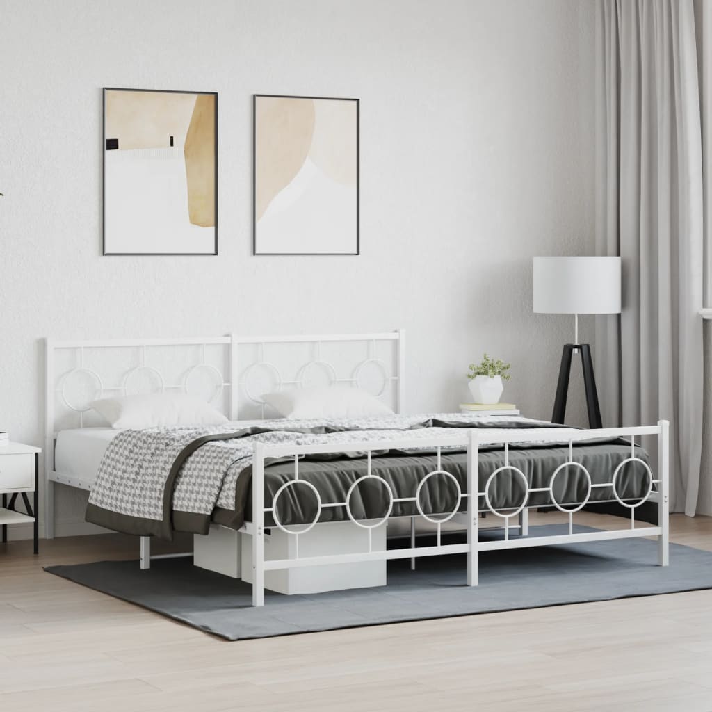 Bedframe met hoofd- en voeteneinde metaal wit 183x213 cm is nu te koop bij PeponiXL, paradijselijk wonen!