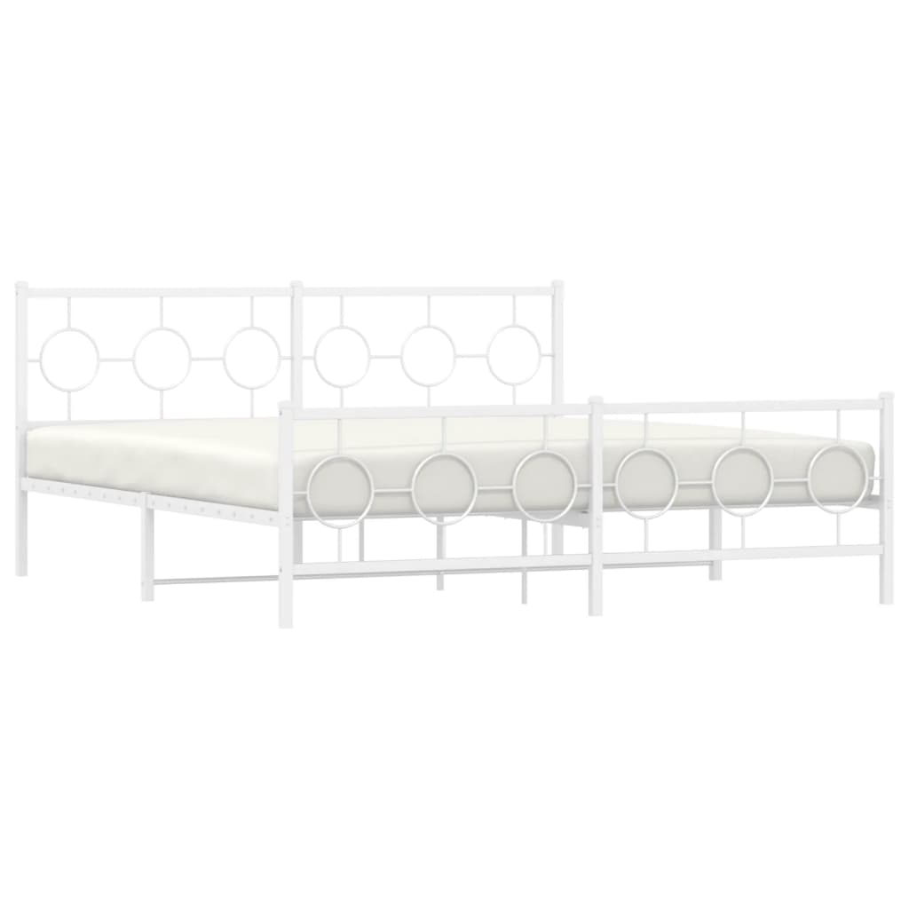 Bedframe met hoofd- en voeteneinde metaal wit 183x213 cm is nu te koop bij PeponiXL, paradijselijk wonen!
