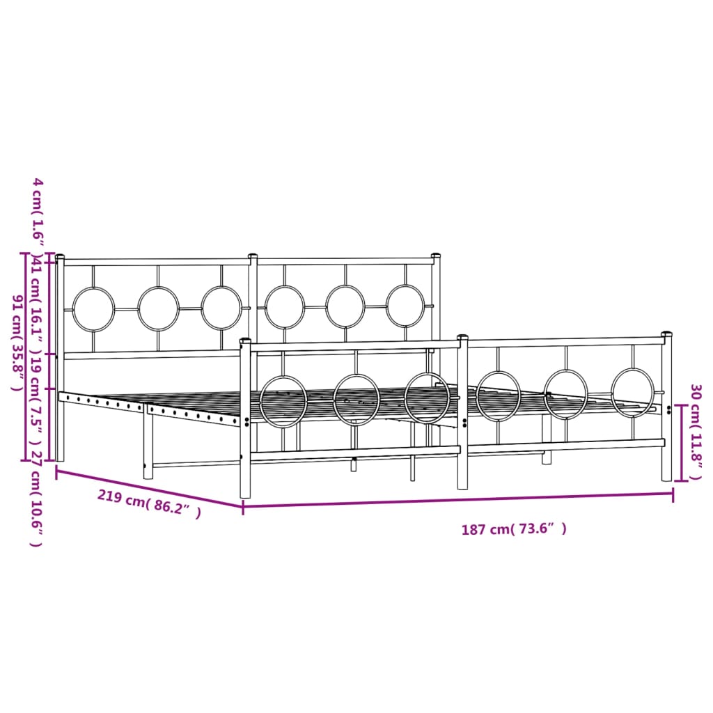 Bedframe met hoofd- en voeteneinde metaal wit 183x213 cm is nu te koop bij PeponiXL, paradijselijk wonen!