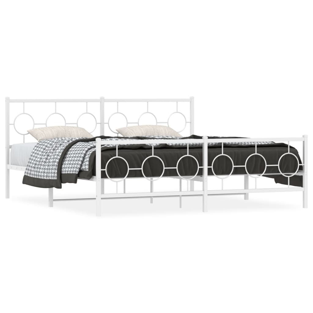 Bedframe met hoofd- en voeteneinde metaal wit 183x213 cm is nu te koop bij PeponiXL, paradijselijk wonen!