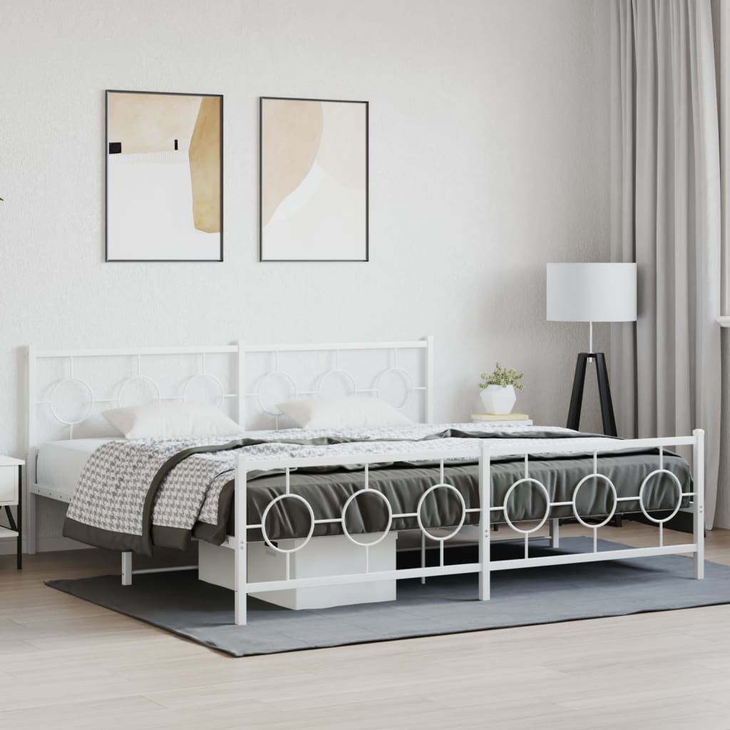 Bedframe met hoofd- en voeteneinde metaal wit 193x203 cm is nu te koop bij PeponiXL, paradijselijk wonen!