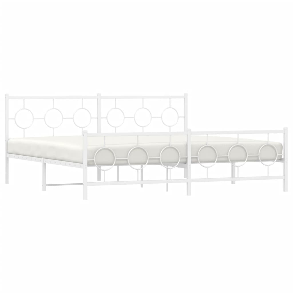Bedframe met hoofd- en voeteneinde metaal wit 193x203 cm is nu te koop bij PeponiXL, paradijselijk wonen!