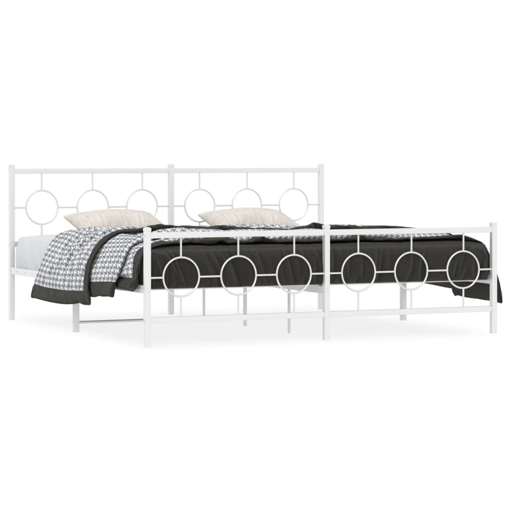 Bedframe met hoofd- en voeteneinde metaal wit 193x203 cm is nu te koop bij PeponiXL, paradijselijk wonen!
