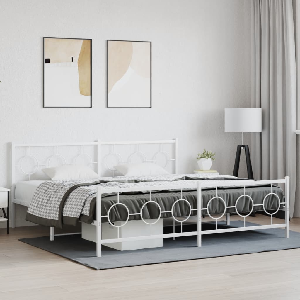 Bedframe met hoofd- en voeteneinde metaal wit 200x200 cm is nu te koop bij PeponiXL, paradijselijk wonen!