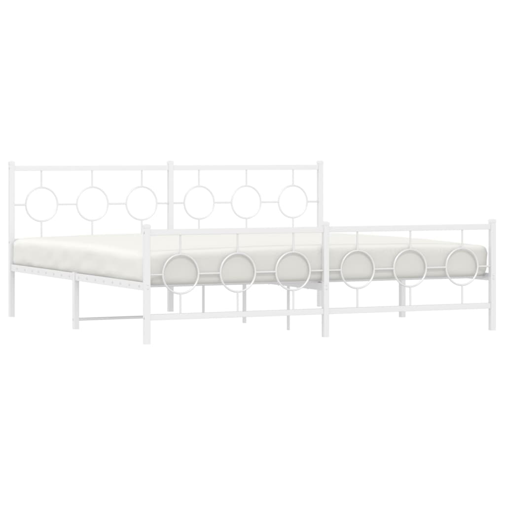 Bedframe met hoofd- en voeteneinde metaal wit 200x200 cm is nu te koop bij PeponiXL, paradijselijk wonen!