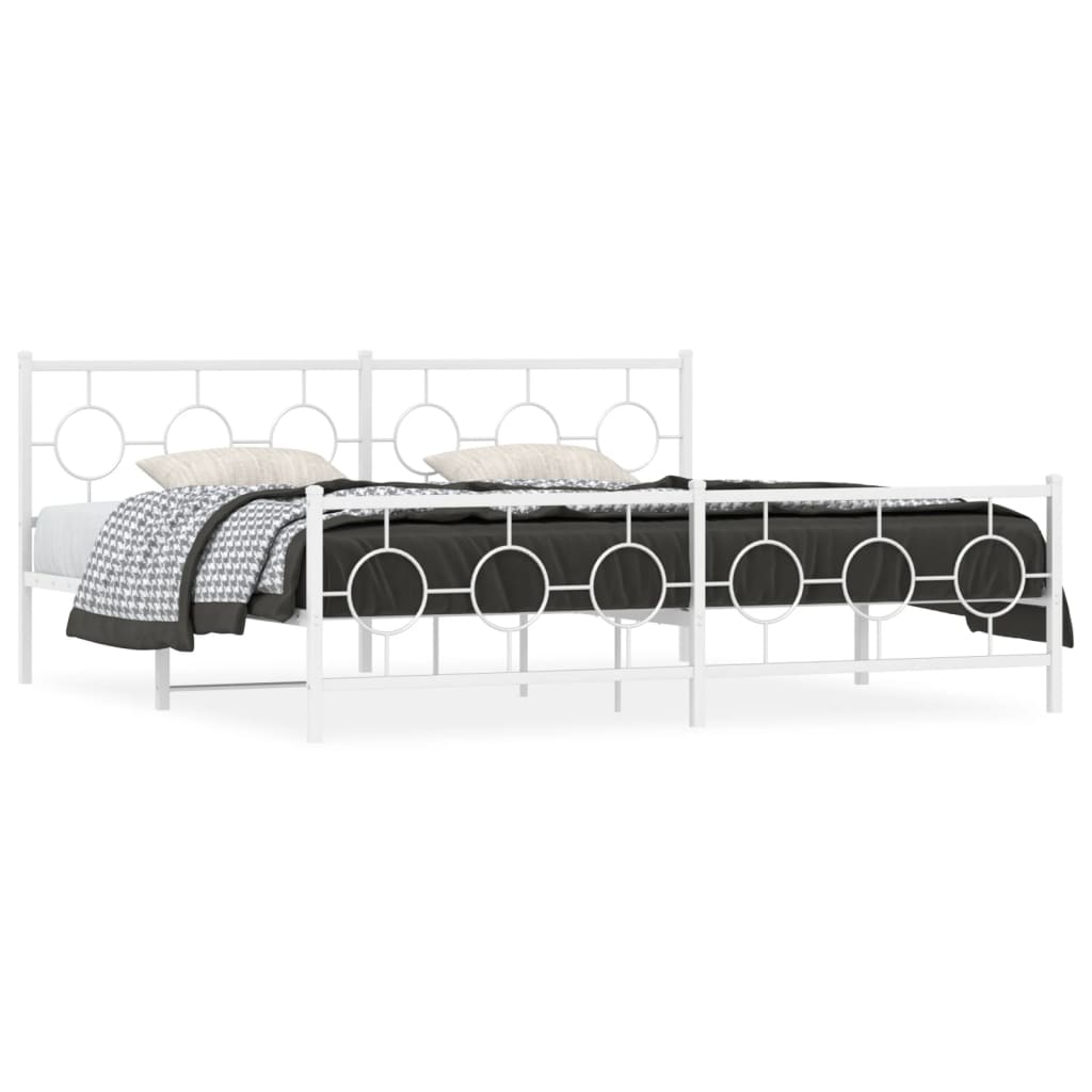 Bedframe met hoofd- en voeteneinde metaal wit 200x200 cm is nu te koop bij PeponiXL, paradijselijk wonen!