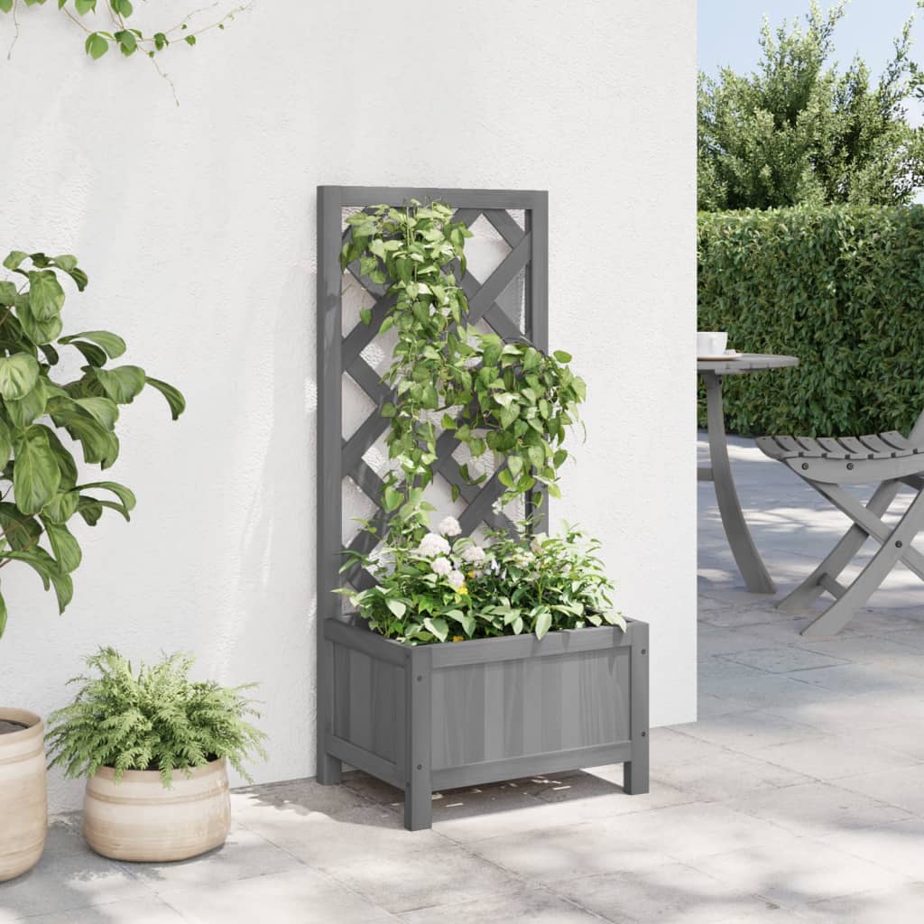 Plantenbak met latwerk massief vurenhout grijs is nu te koop bij PeponiXL, paradijselijk wonen!