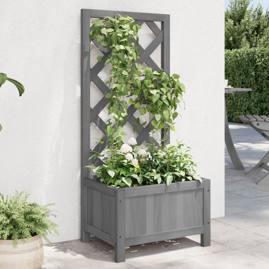 Plantenbak met latwerk massief vurenhout grijs is nu te koop bij PeponiXL, paradijselijk wonen!