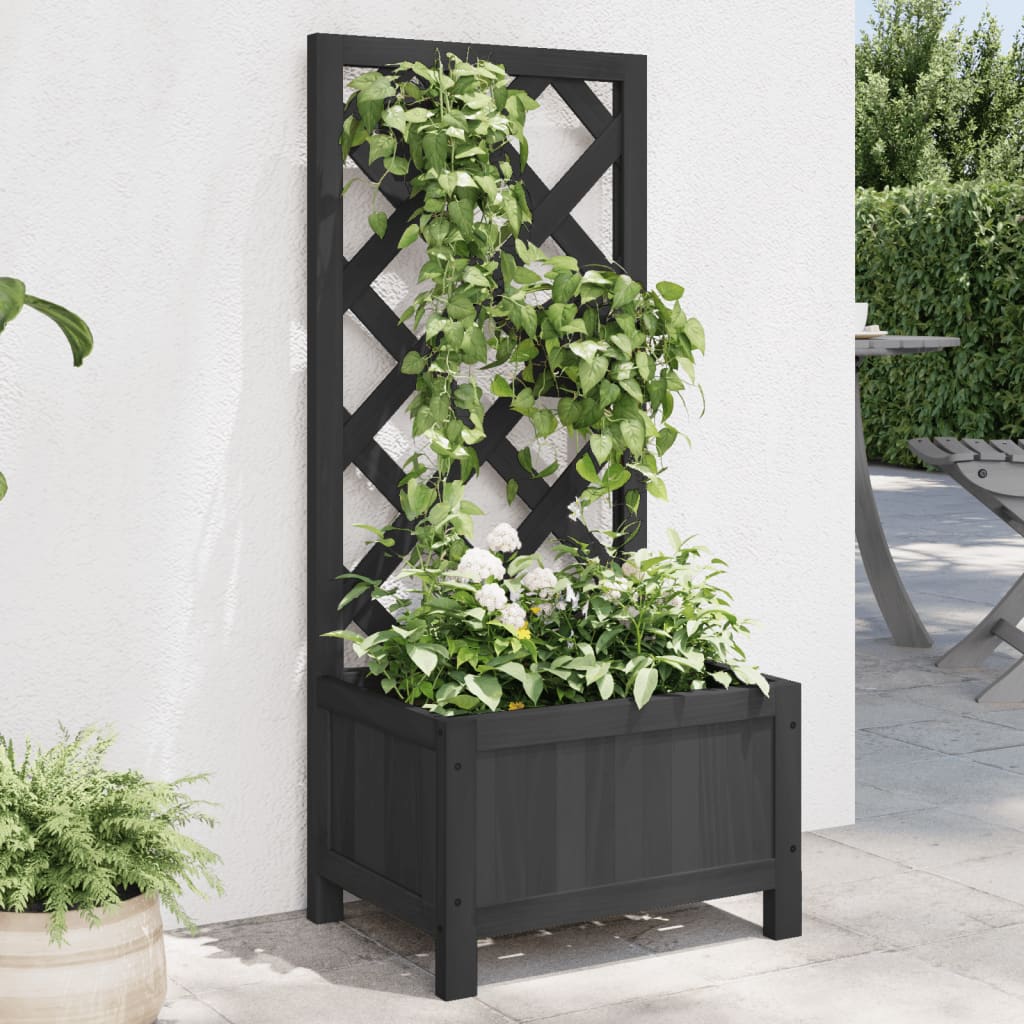 Plantenbak met latwerk massief vurenhout zwart is nu te koop bij PeponiXL, paradijselijk wonen!