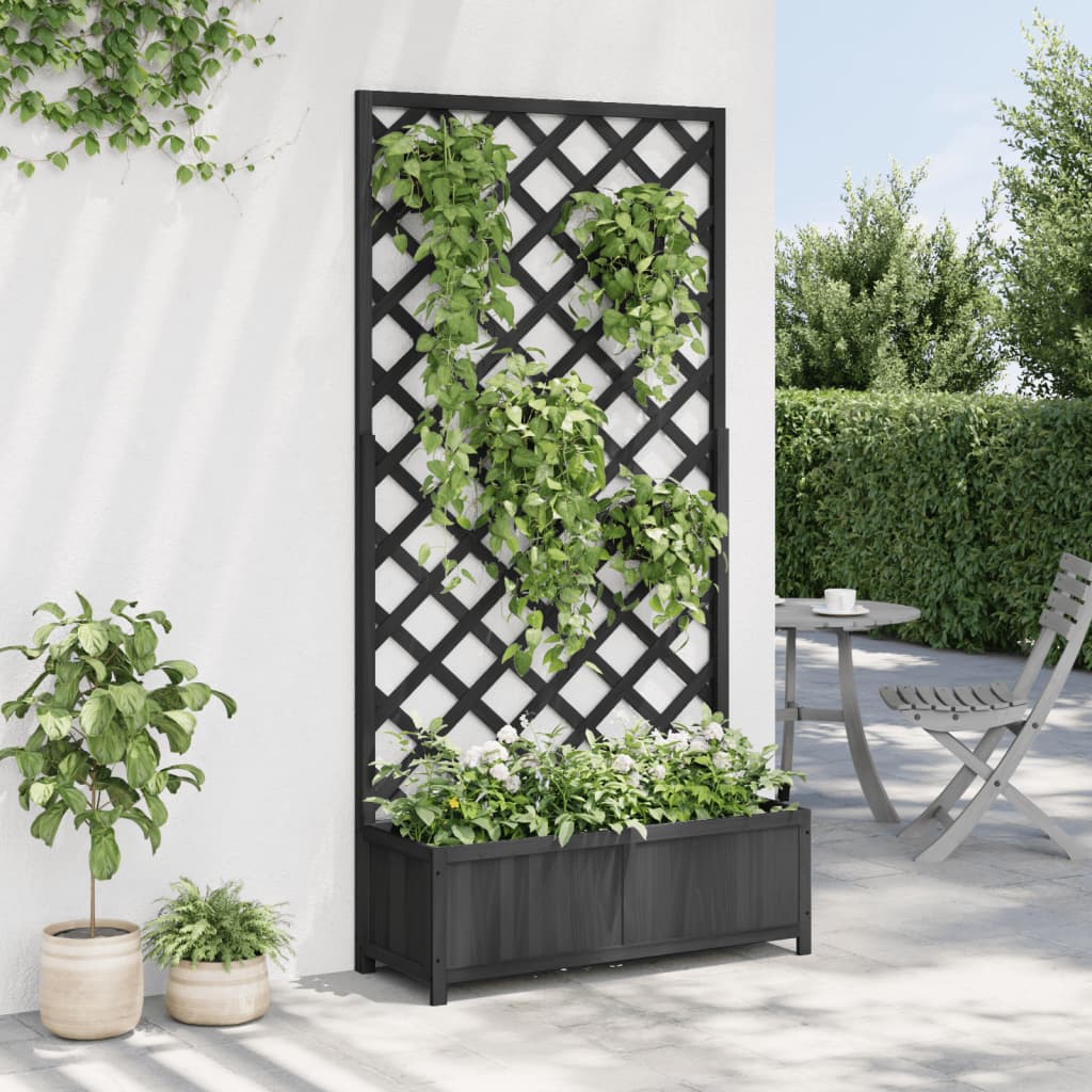 Plantenbak met latwerk massief vurenhout zwart is nu te koop bij PeponiXL, paradijselijk wonen!