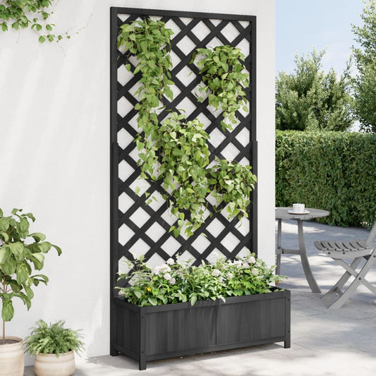 Plantenbak met latwerk massief vurenhout zwart is nu te koop bij PeponiXL, paradijselijk wonen!