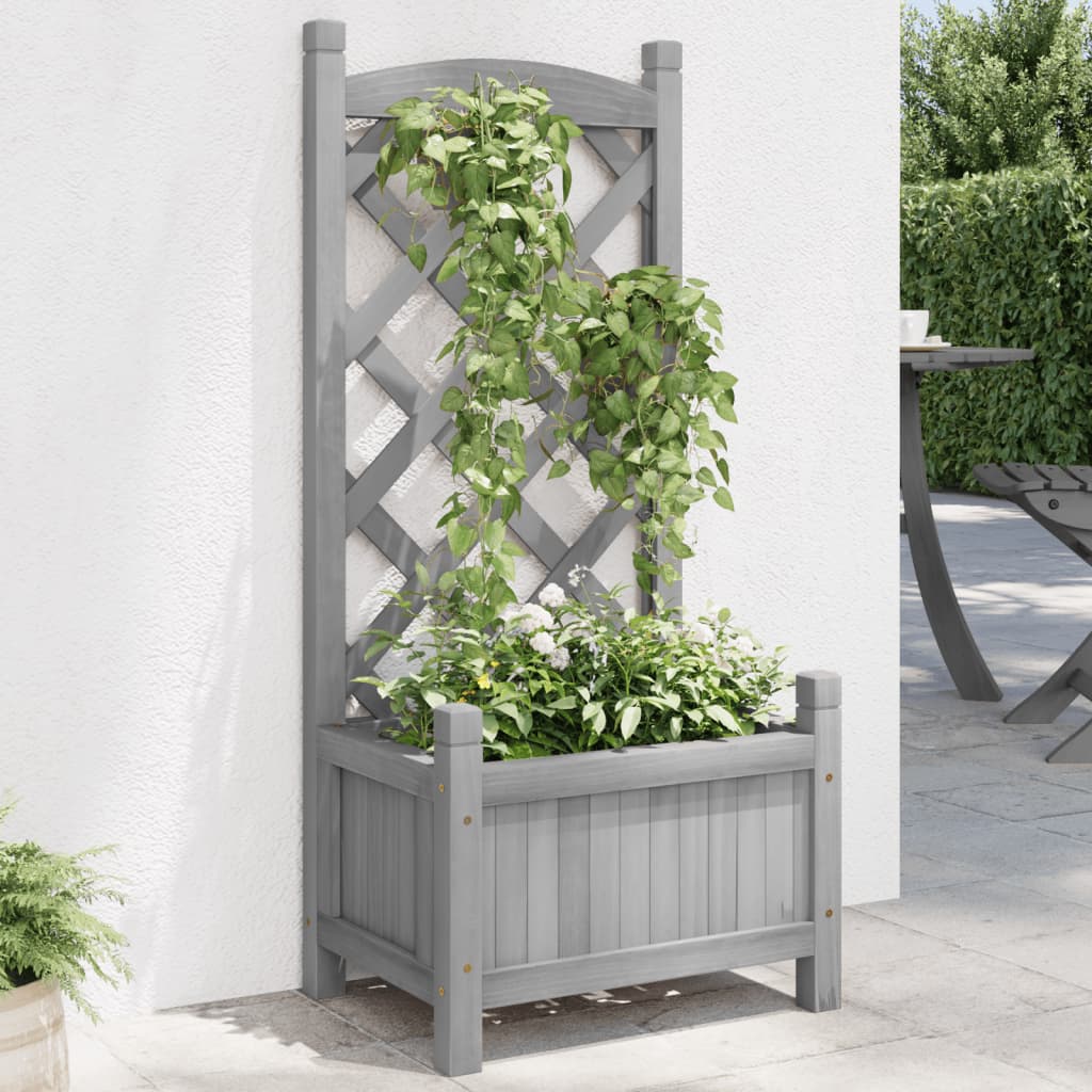 Plantenbak met latwerk massief vurenhout grijs is nu te koop bij PeponiXL, paradijselijk wonen!