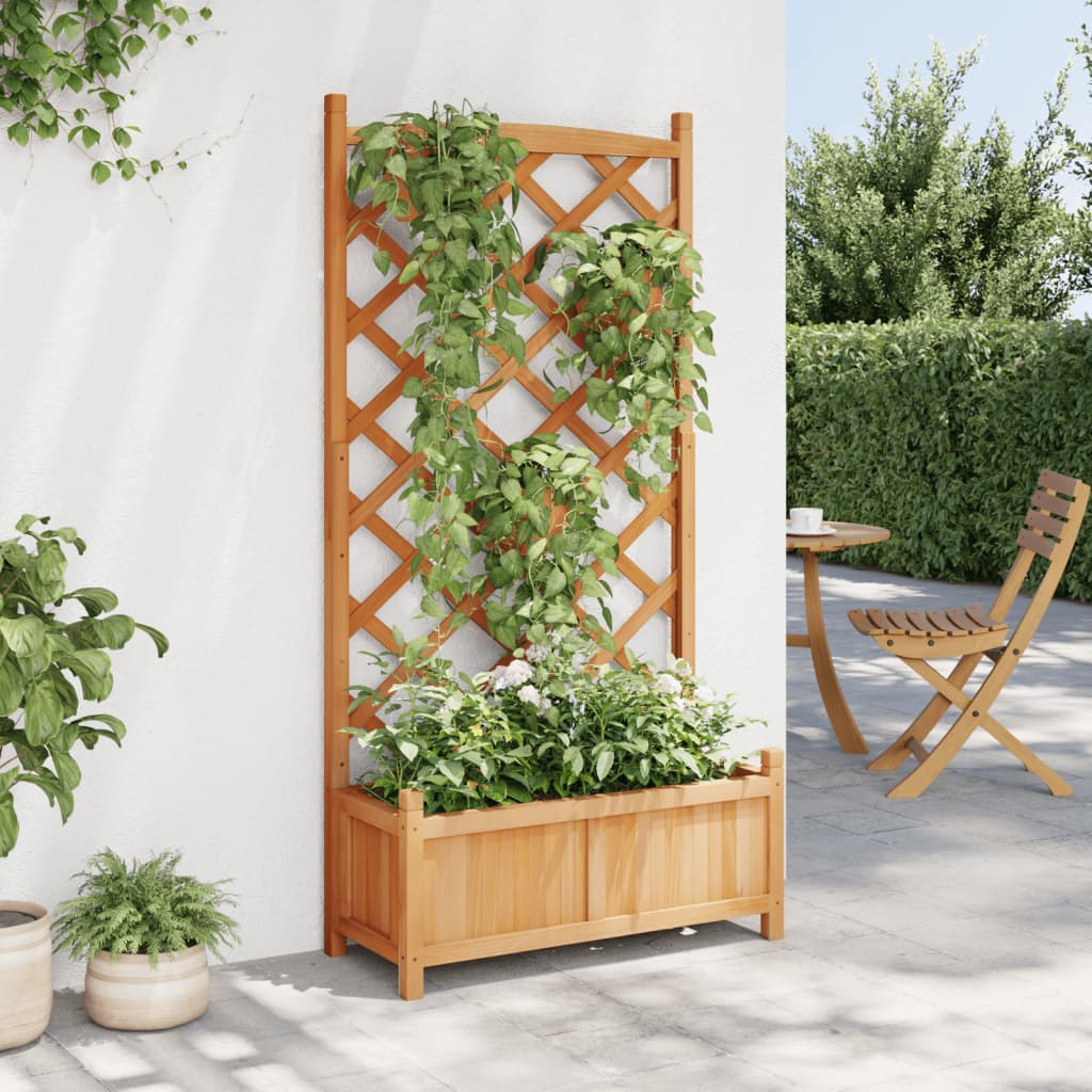Plantenbak met latwerk massief vurenhout bruin is nu te koop bij PeponiXL, paradijselijk wonen!