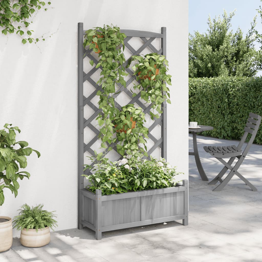 Plantenbak met latwerk massief vurenhout grijs is nu te koop bij PeponiXL, paradijselijk wonen!