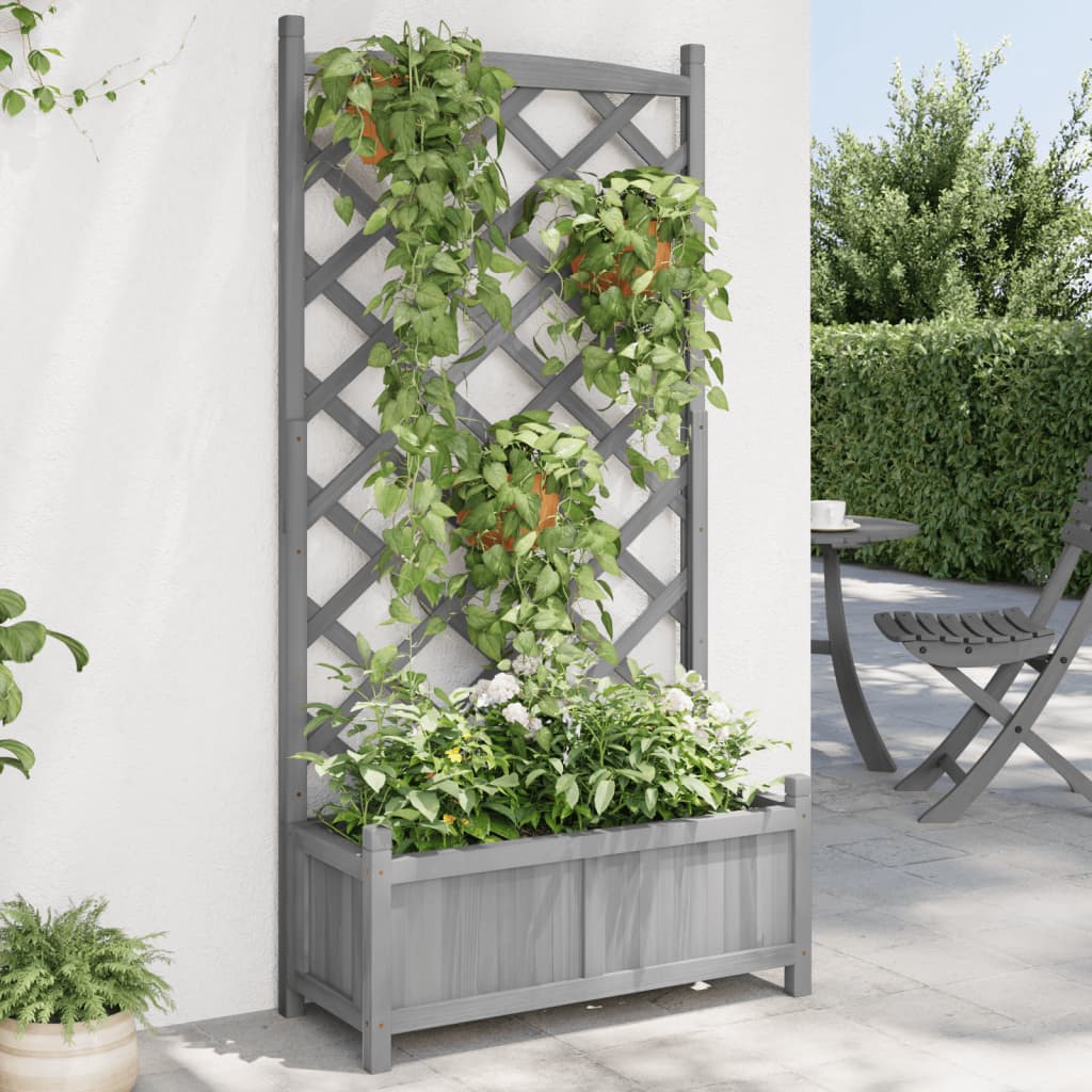 Plantenbak met latwerk massief vurenhout grijs is nu te koop bij PeponiXL, paradijselijk wonen!