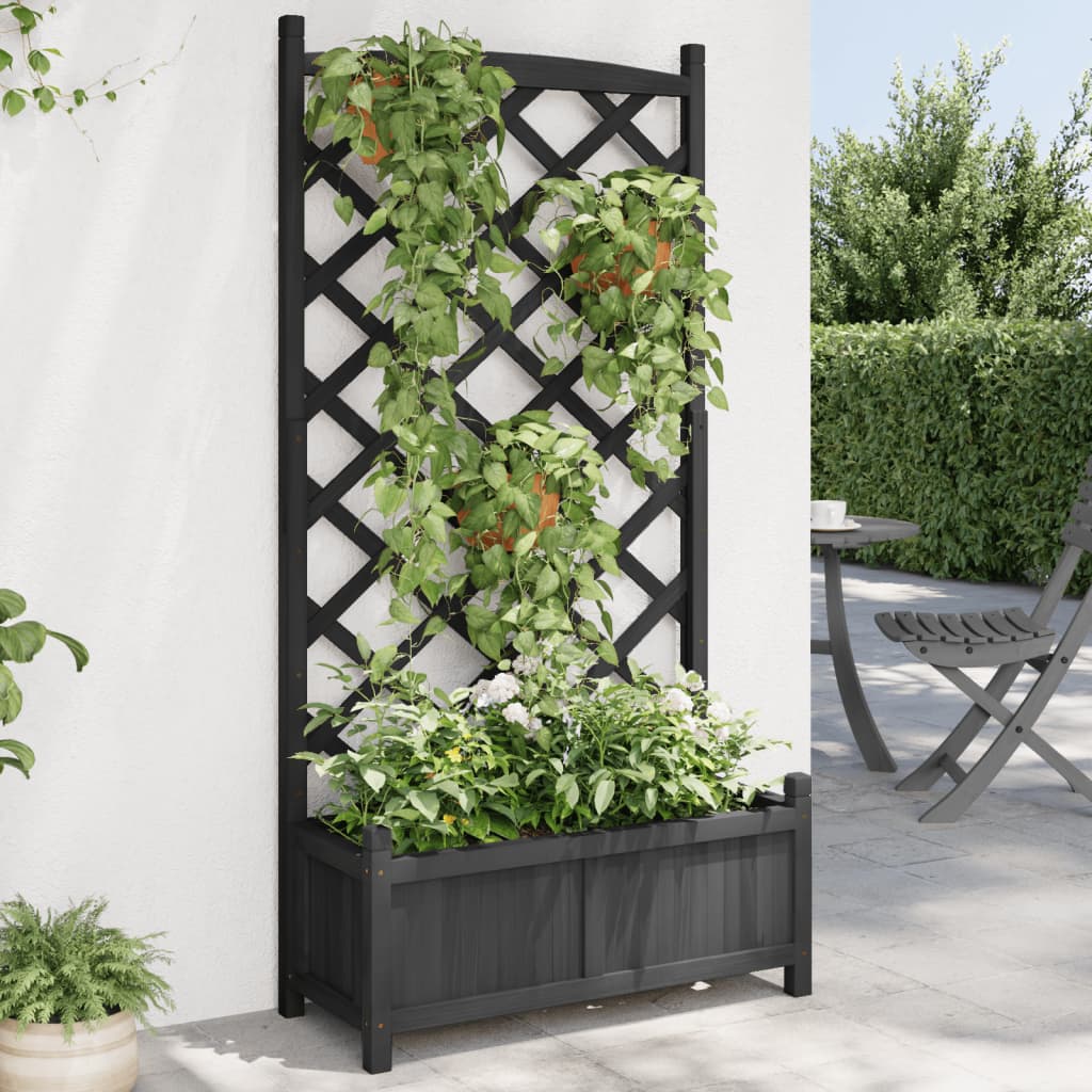 Plantenbak met latwerk massief vurenhout zwart is nu te koop bij PeponiXL, paradijselijk wonen!