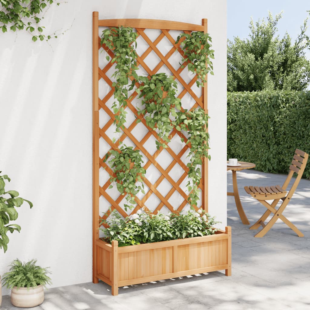 Plantenbak met latwerk massief vurenhout bruin is nu te koop bij PeponiXL, paradijselijk wonen!