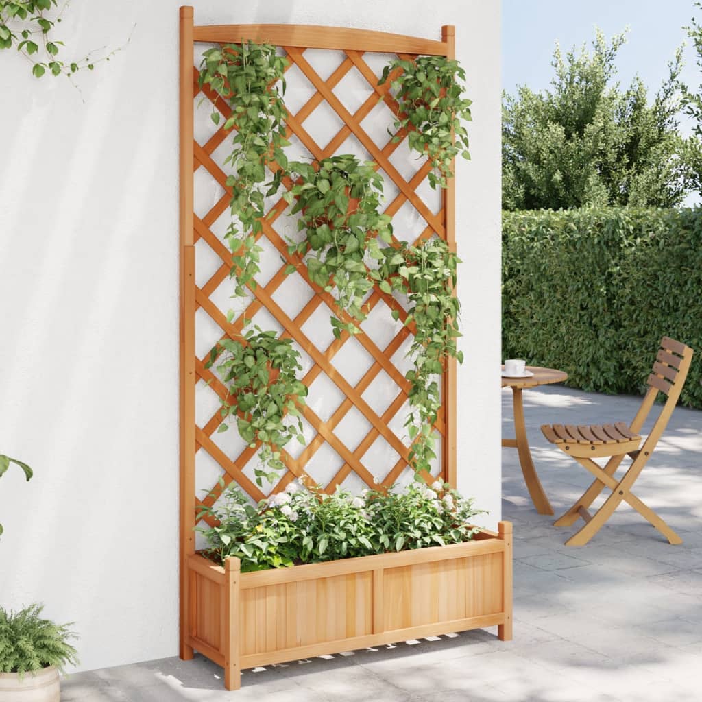Plantenbak met latwerk massief vurenhout bruin is nu te koop bij PeponiXL, paradijselijk wonen!