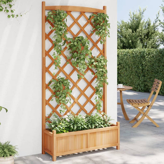 Plantenbak met latwerk massief vurenhout bruin is nu te koop bij PeponiXL, paradijselijk wonen!