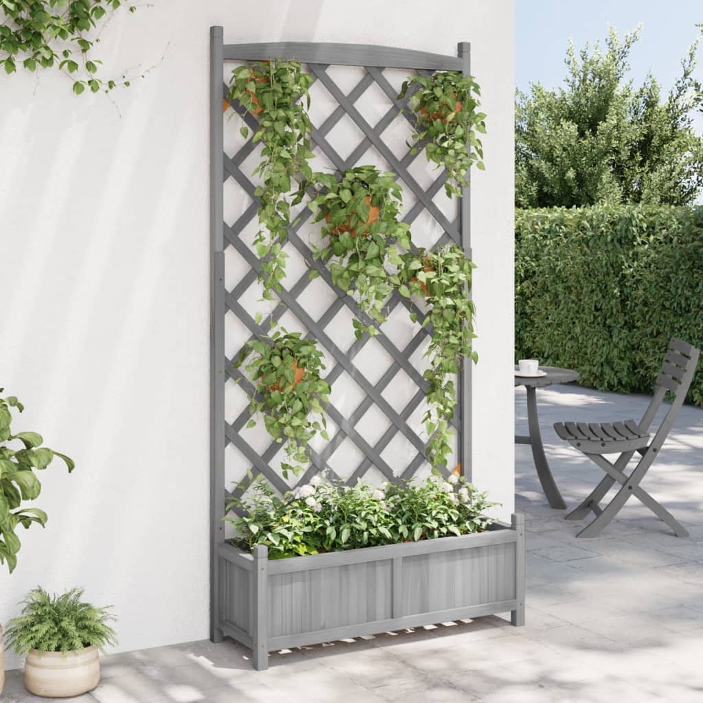 Plantenbak met latwerk massief vurenhout grijs is nu te koop bij PeponiXL, paradijselijk wonen!