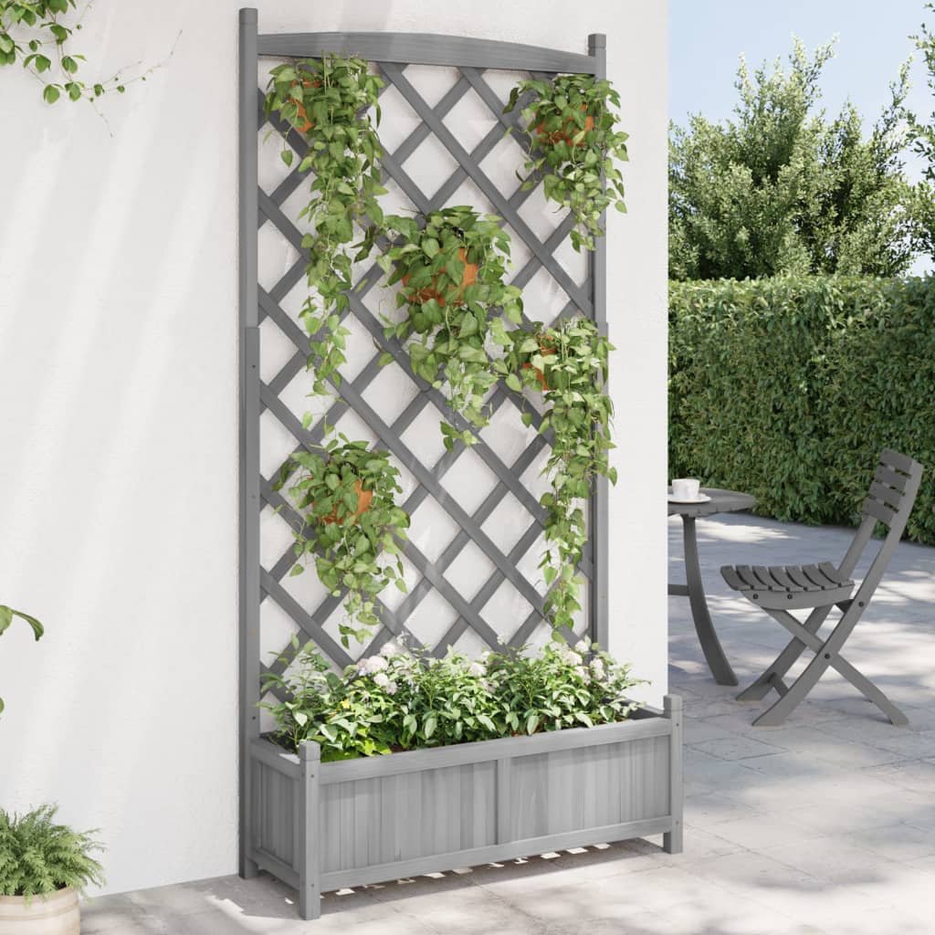 Plantenbak met latwerk massief vurenhout grijs is nu te koop bij PeponiXL, paradijselijk wonen!