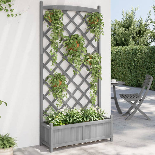 Plantenbak met latwerk massief vurenhout grijs is nu te koop bij PeponiXL, paradijselijk wonen!