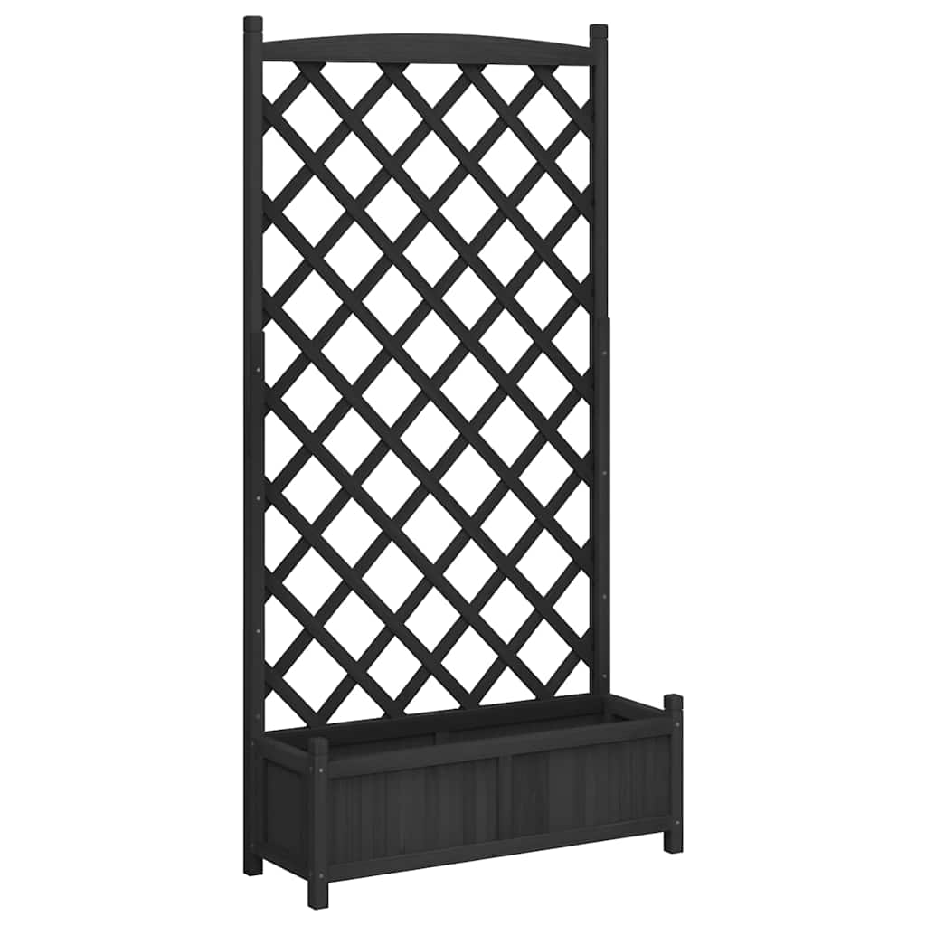 Plantenbak met latwerk massief vurenhout zwart is nu te koop bij PeponiXL, paradijselijk wonen!