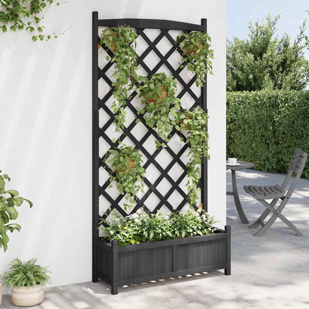 Plantenbak met latwerk massief vurenhout zwart is nu te koop bij PeponiXL, paradijselijk wonen!