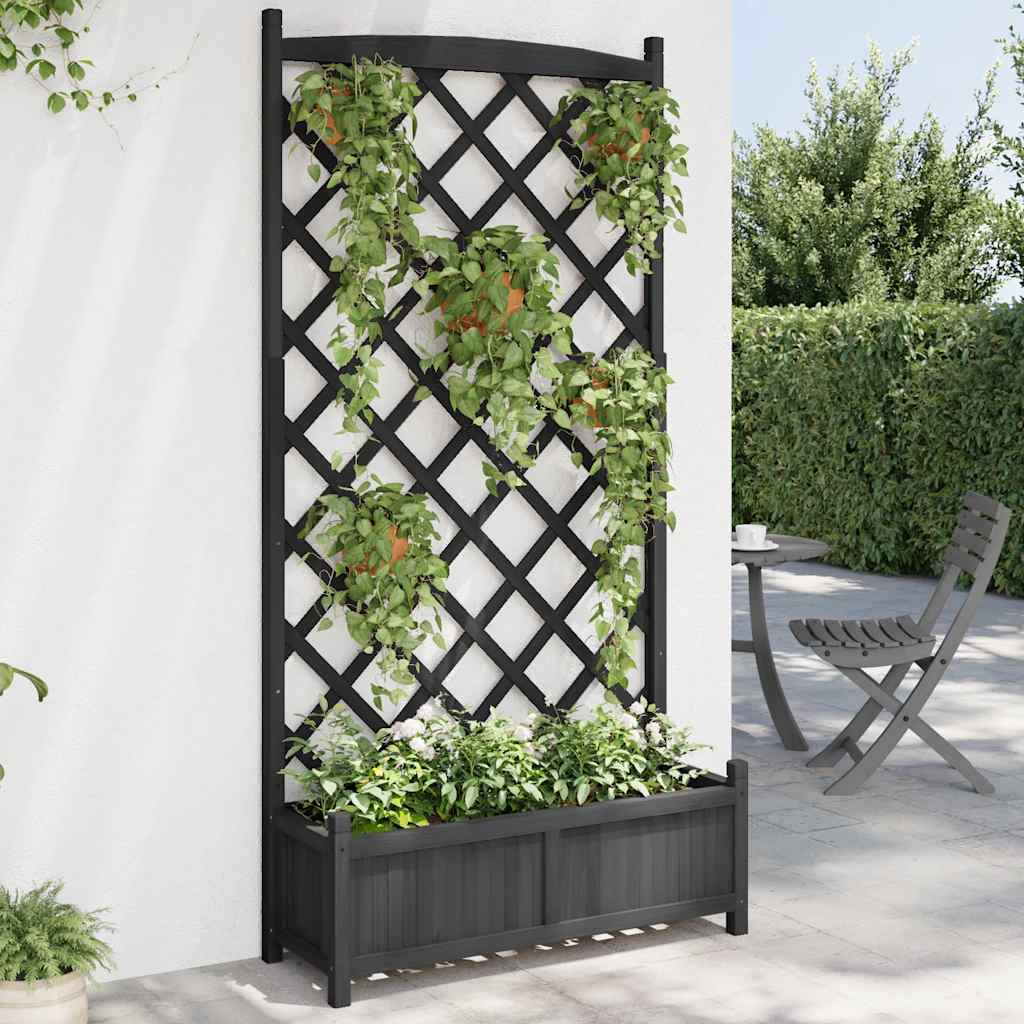 Plantenbak met latwerk massief vurenhout zwart is nu te koop bij PeponiXL, paradijselijk wonen!