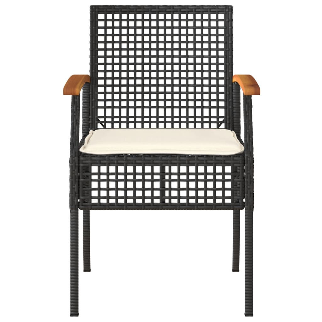 Tuinstoelen 2 st met kussens poly rattan en acaciahout zwart is nu te koop bij PeponiXL, paradijselijk wonen!