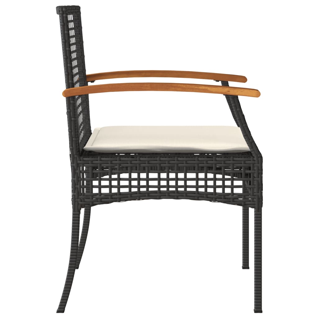 Tuinstoelen 2 st met kussens poly rattan en acaciahout zwart is nu te koop bij PeponiXL, paradijselijk wonen!